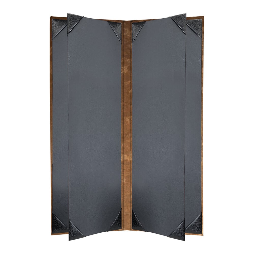 H. Risch, Inc. MET-6V Fools Gold Brushed Metallic 4 1/4" x 14" Customizable 6 View Menu Cover