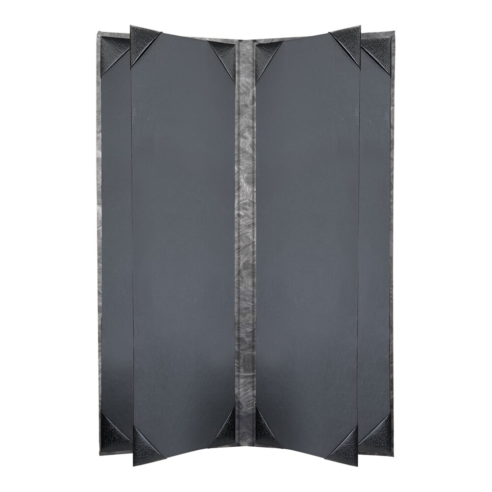 H. Risch, Inc. MET-6V Steel Brushed Metallic 4 1/4" x 14" Customizable 6 View Menu Cover