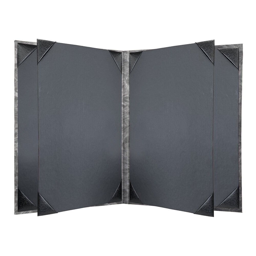 H. Risch, Inc. MET-6V Steel Brushed Metallic 5 1/2" x 8 1/2" Customizable 6 View Menu Cover