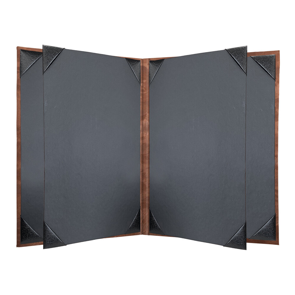 H. Risch, Inc. MET-6V Bronze Brushed Metallic 5 1/2" x 8 1/2" Customizable 6 View Menu Cover