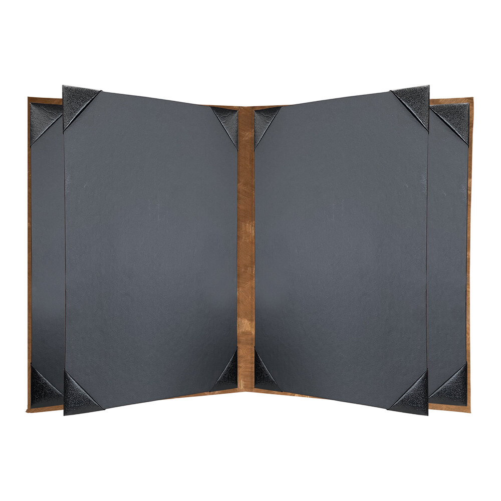 H. Risch, Inc. MET-6V Fools Gold Brushed Metallic 8 1/2" x 11" Customizable 6 View Menu Cover