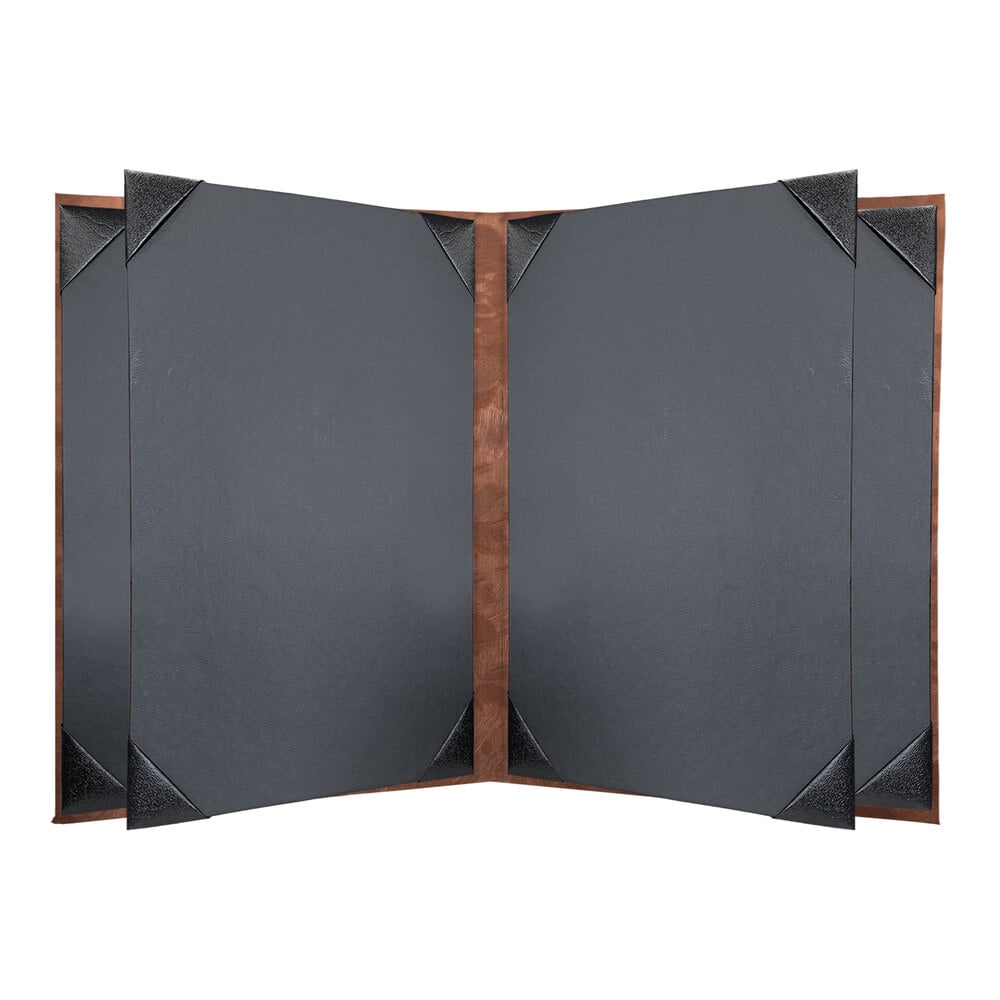 H. Risch, Inc. MET-6V Bronze Brushed Metallic 8 1/2" x 11" Customizable 6 View Menu Cover