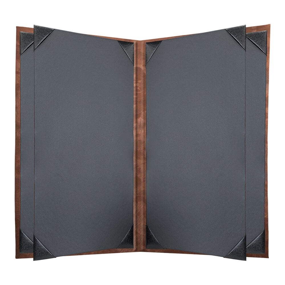 H. Risch, Inc. MET-6V Bronze Brushed Metallic 8 1/2" x 14" Customizable 6 View Menu Cover