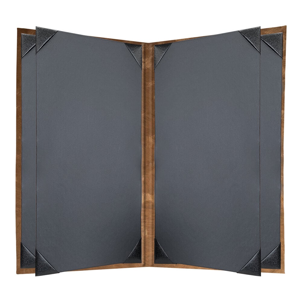 H. Risch, Inc. MET-6V Fools Gold Brushed Metallic 8 1/2" x 14" Customizable 6 View Menu Cover