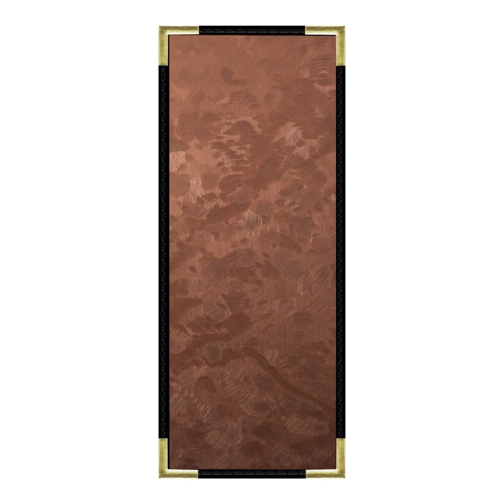 H. Risch, Inc. MET-PKT-1V Bronze Brushed Metallic 4 1/4" x 11" Customizable 1 View Menu Cover