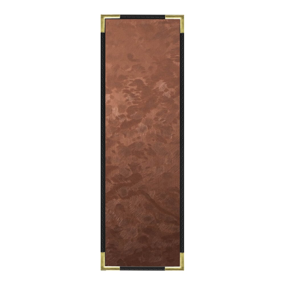 H. Risch, Inc. MET-PKT-1V Bronze Brushed Metallic 4 1/4" x 14" Customizable 1 View Menu Cover