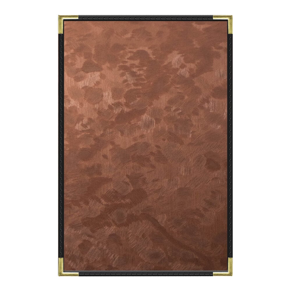 H. Risch, Inc. MET-PKT-1V Bronze Brushed Metallic 5 1/2" x 8 1/2" Customizable 1 View Menu Cover