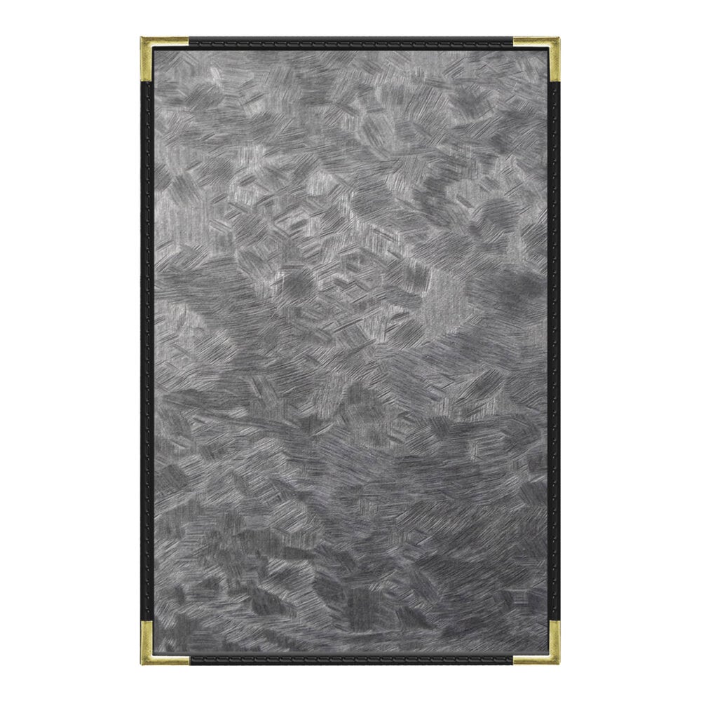 H. Risch, Inc. MET-PKT-1V Steel Brushed Metallic 5 1/2" x 8 1/2" Customizable 1 View Menu Cover