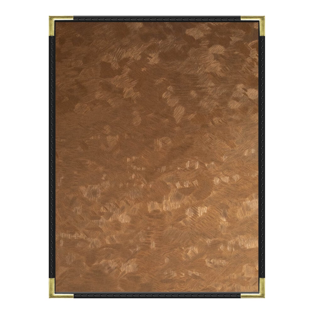 H. Risch, Inc. MET-PKT-1V Fools Gold Brushed Metallic 8 1/2" x 11" Customizable 1 View Menu Cover