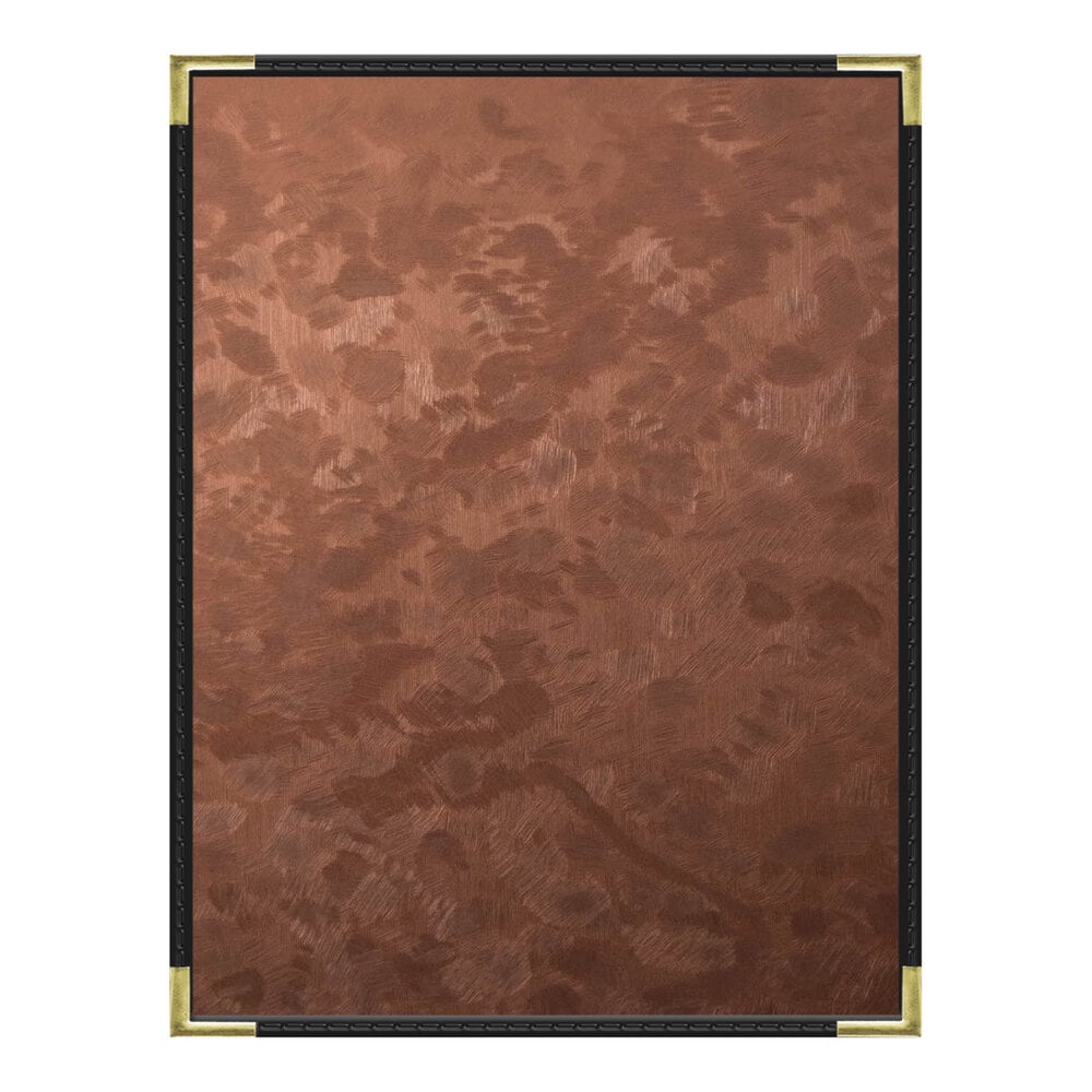 H. Risch, Inc. MET-PKT-1V Bronze Brushed Metallic 8 1/2" x 11" Customizable 1 View Menu Cover