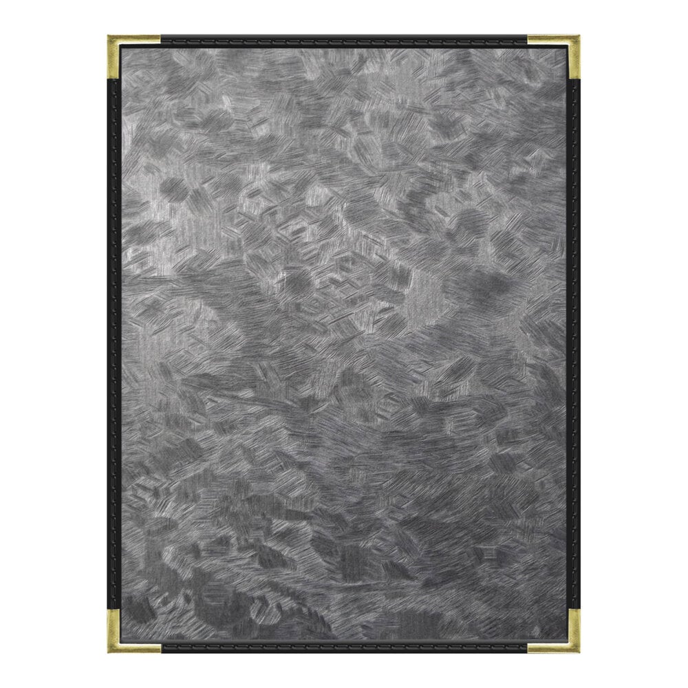 H. Risch, Inc. MET-PKT-1V Steel Brushed Metallic 8 1/2" x 11" Customizable 1 View Menu Cover