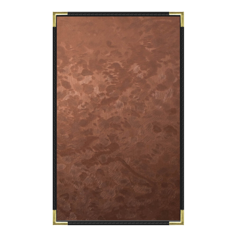 H. Risch, Inc. MET-PKT-1V Bronze Brushed Metallic 8 1/2" x 14" Customizable 1 View Menu Cover
