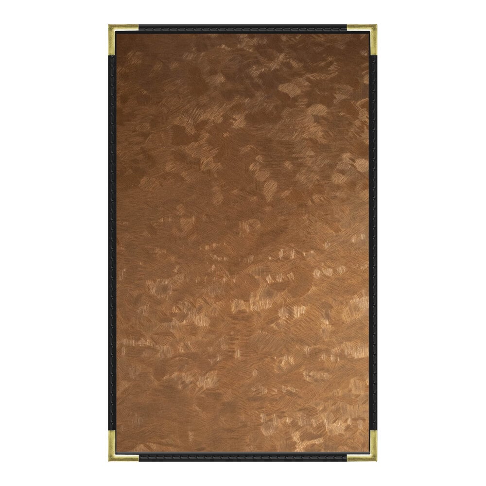 H. Risch, Inc. MET-PKT-1V Fools Gold Brushed Metallic 8 1/2" x 14" Customizable 1 View Menu Cover