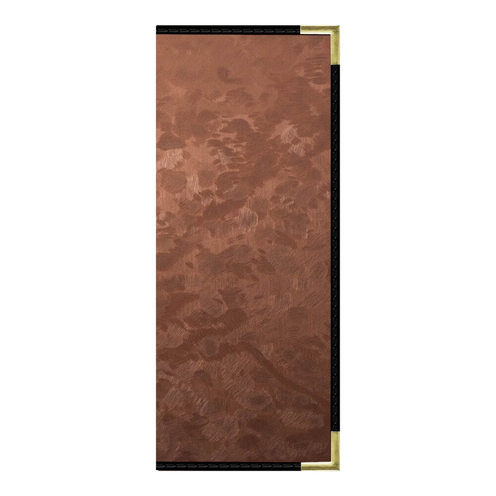 H. Risch, Inc. MET-PKT-2V Bronze Brushed Metallic 4 1/4" x 11" Customizable 2 View Menu Cover