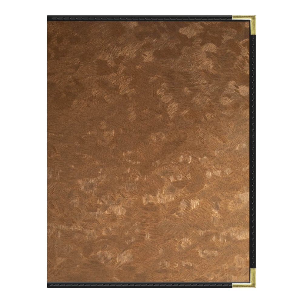 H. Risch, Inc. MET-PKT-3V Fools Gold Brushed Metallic 8 1/2" x 11" Customizable 3 View Menu Cover