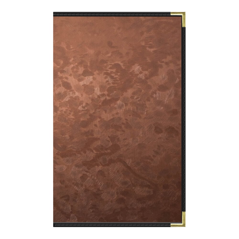 H. Risch, Inc. MET-PKT-6V Bronze Brushed Metallic 8 1/2" x 14" Customizable 6 View Menu Cover