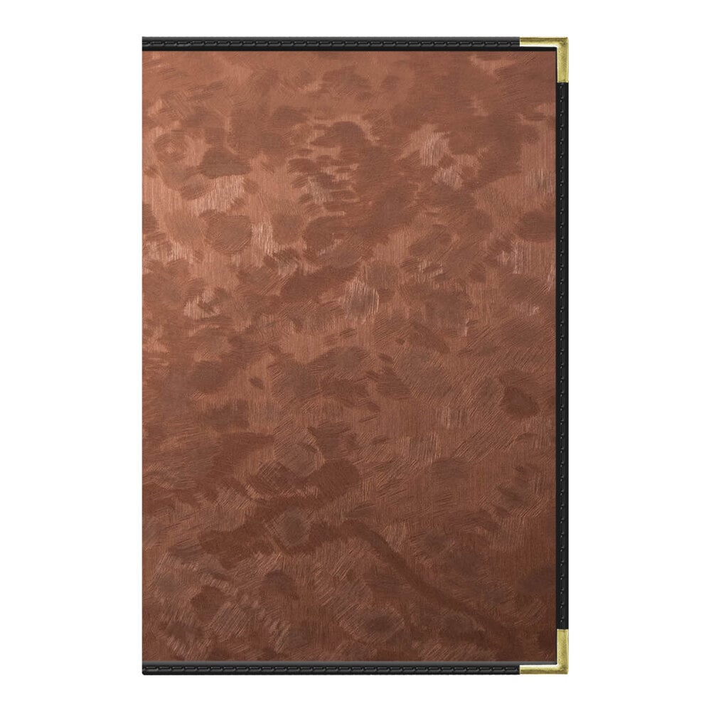 H. Risch, Inc. MET-PKT-4V Bronze Brushed Metallic 5 1/2" x 8 1/2" Customizable 4 View Menu Cover