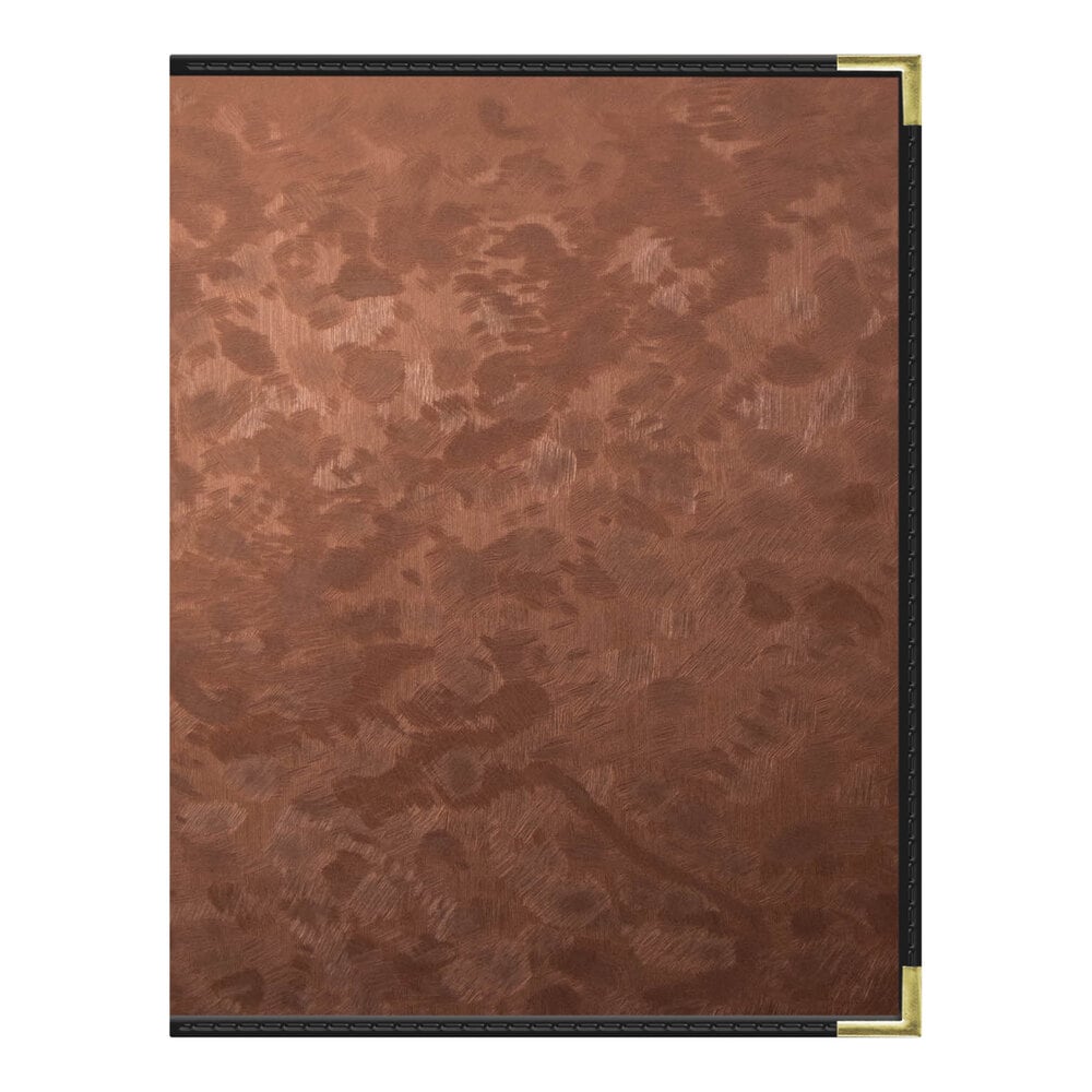 H. Risch, Inc. MET-PKT-8V Bronze Brushed Metallic 8 1/2" x 11" Customizable 8 View Menu Cover