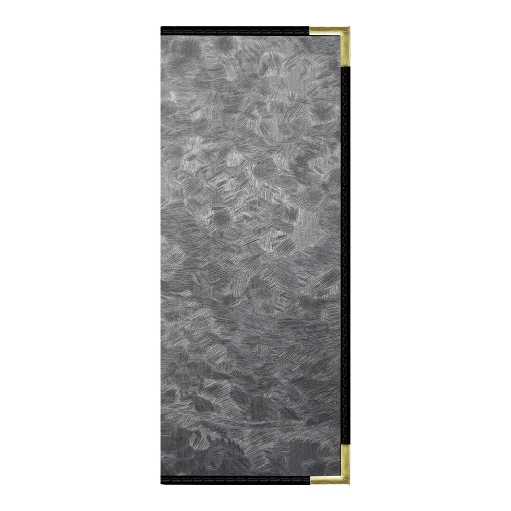 H. Risch, Inc. MET-PKT-6V Steel Brushed Metallic 4 1/4" x 11" Customizable 6 View Menu Cover
