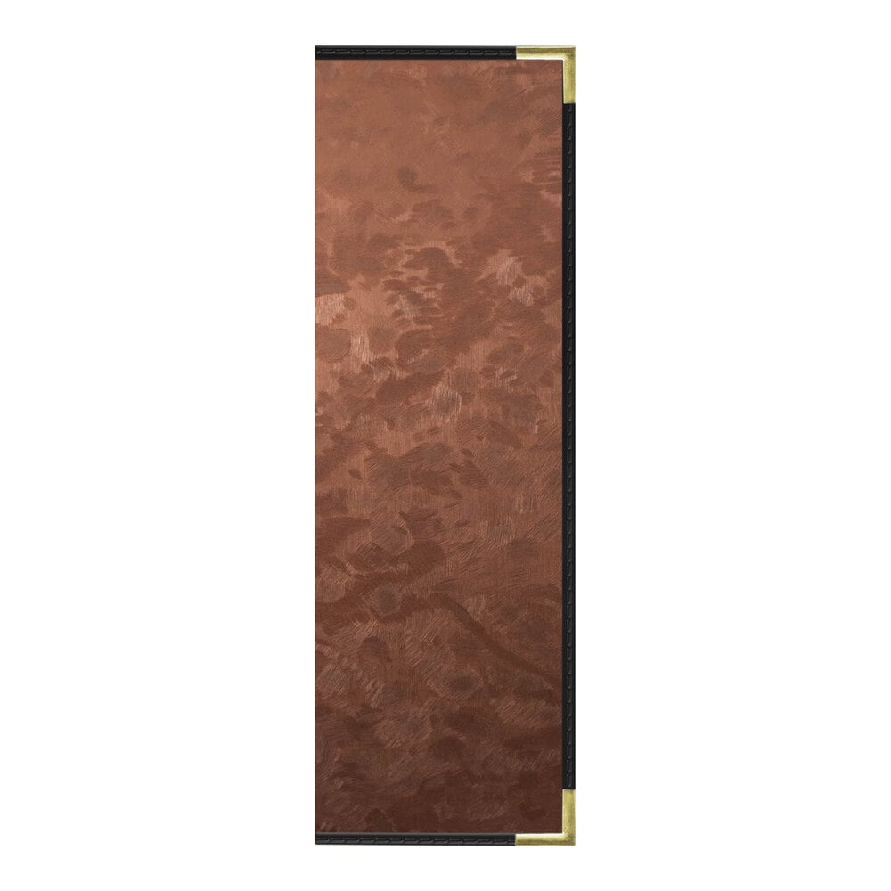 H. Risch, Inc. MET-PKT-6V Bronze Brushed Metallic 4 1/4" x 14" Customizable 6 View Menu Cover