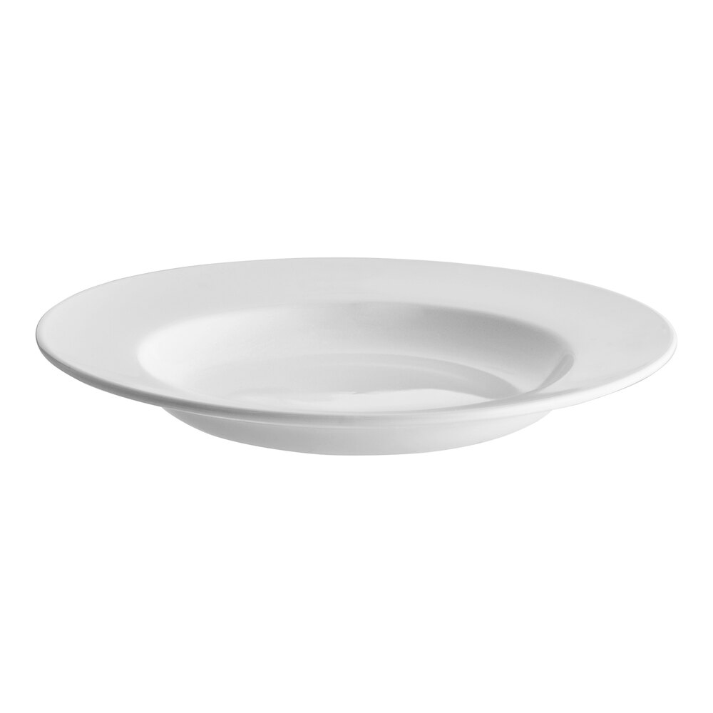 Acopa 16 oz. Bright White Wide Rim Rolled Edge Rim Stoneware Soup and Pasta Bowl - Sample