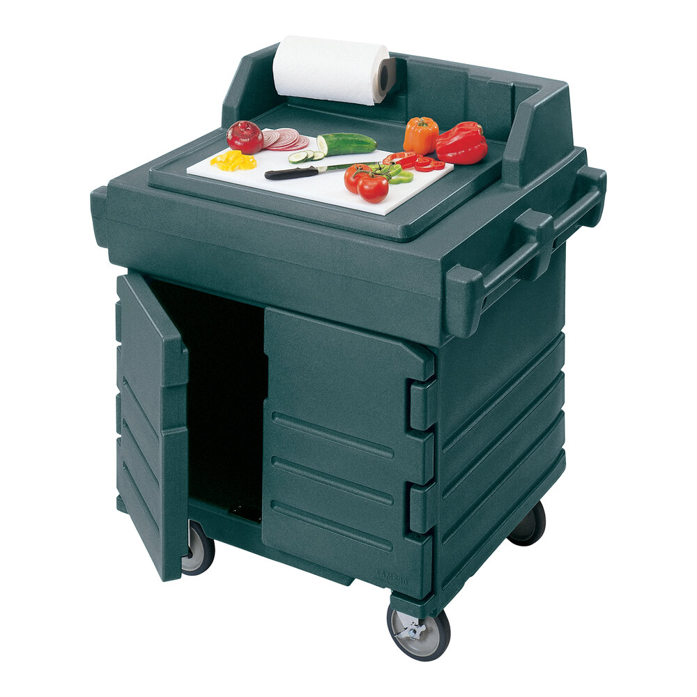 Cambro KWS40192 Granite Green CamKiosk® Food Preparation / Counter Work Station Cart