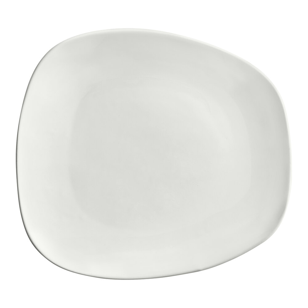 Acopa Nova 7 1/8" x 6 1/2" Cream White Asymmetric Stoneware Plate - Sample