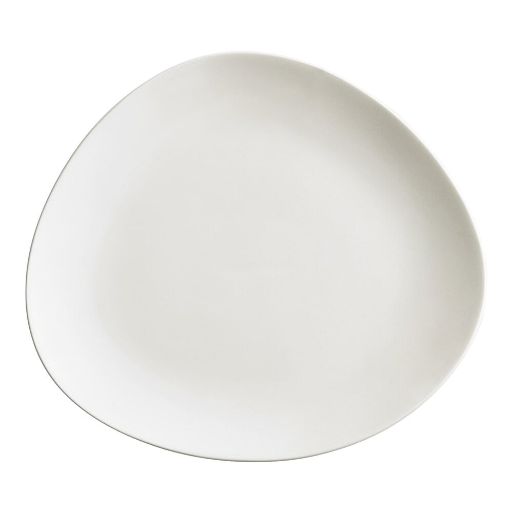 Acopa Nova 10 1/4" Cream White Organic Coupe Stoneware Plate - Sample