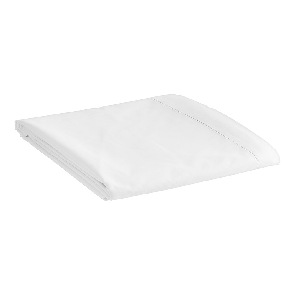 1888 Mills Dependability T-180 108" x 115" White King XL Size Cotton / Polyester Flat Sheet - 12/Case