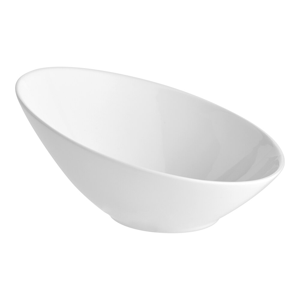 Acopa 16 oz. Bright White Slanted Porcelain Bowl - Sample