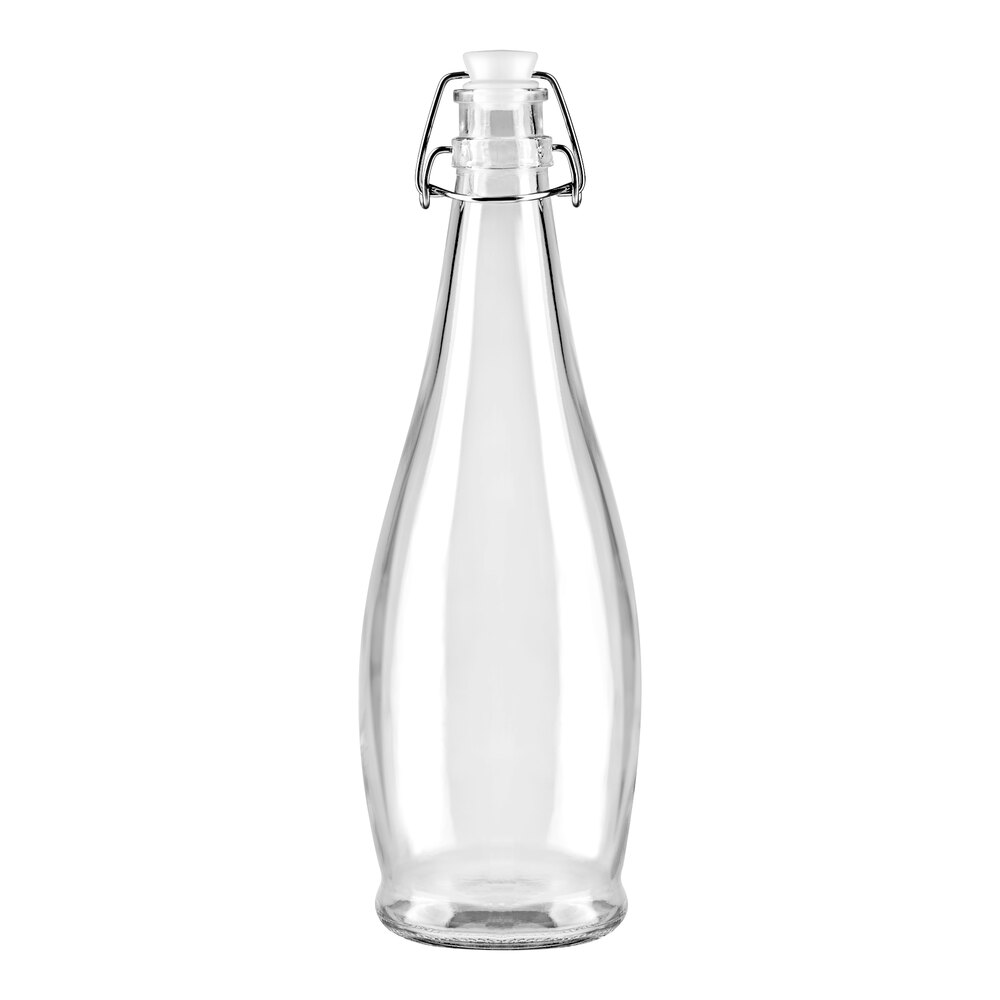 Libbey 109826 34.6 oz. Customizable Water Bottle with Clear Wire Bail Lid - 6/Case