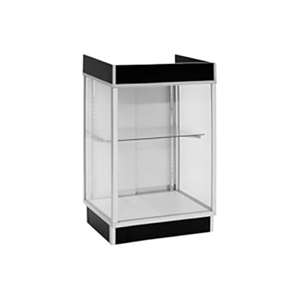 24" x 20" x 38" Metal Frame Black Cash Register Stand with Showcase