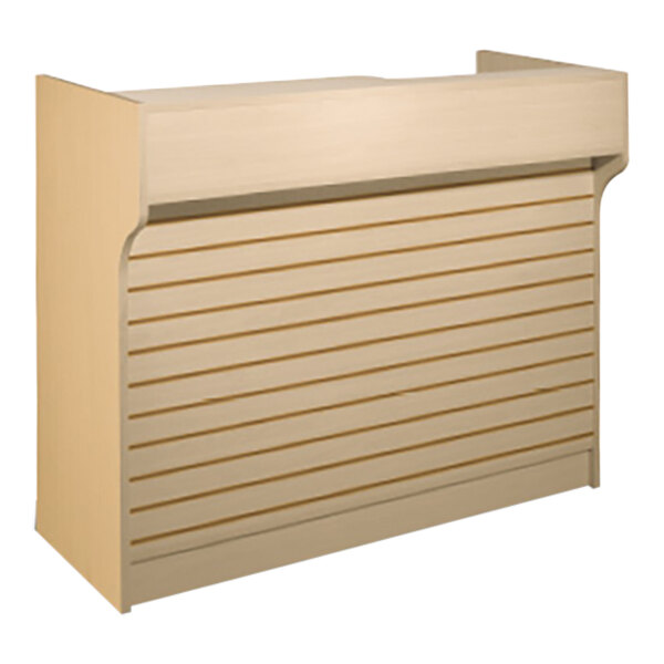 72" x 22" x 42" Maple Ledgetop Cash Register Counter with Slatwall Front