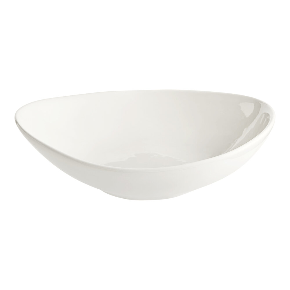Acopa Nova 24 oz. Cream White Asymmetric Stoneware Bowl - Sample