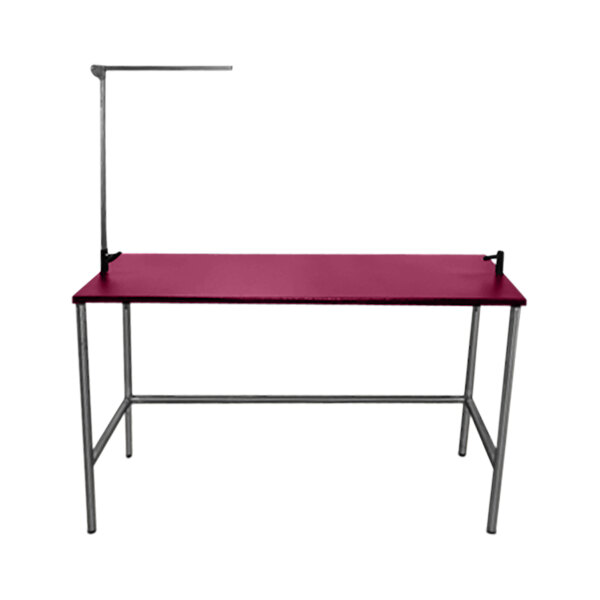 Groomer's Best GB60TST-PI 24" x 60" x 72" Pink Stainless Steel Stationary Grooming Table with Arm