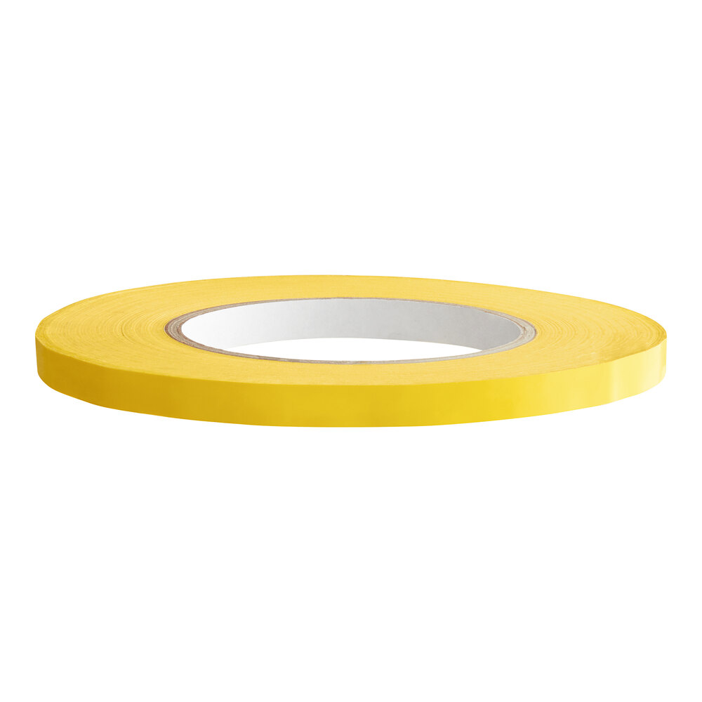 Lavex Yellow Poly Bag Sealer Tape 0.38" x 180 Yards (9mm x 165m) - 16/Pack