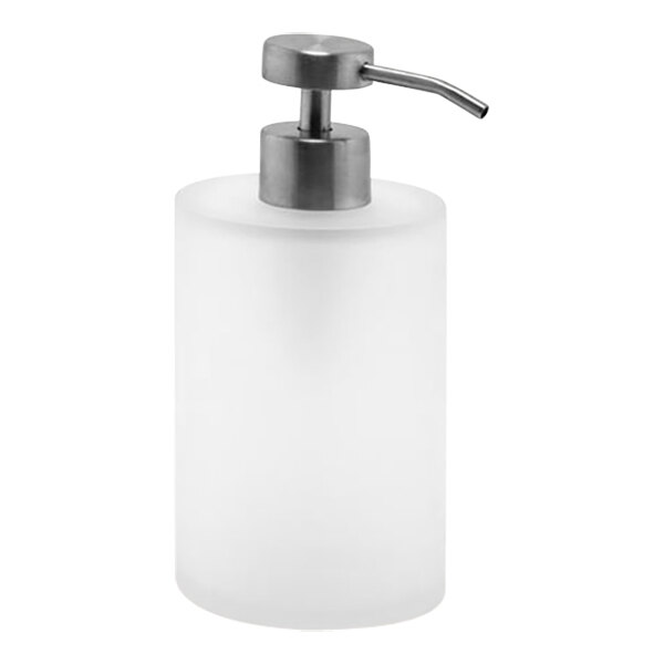 room360 Nassau RSP003FRR12 10 oz. Ice Soap Dispenser with Low-Profile Brushed Stainless Pump Top - 6/Case