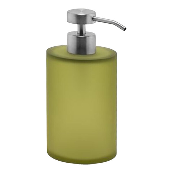 room360 Nassau RSP003GRR12 10 oz. Sage Soap Dispenser with Low-Profile Brushed Stainless Pump Top - 6/Case