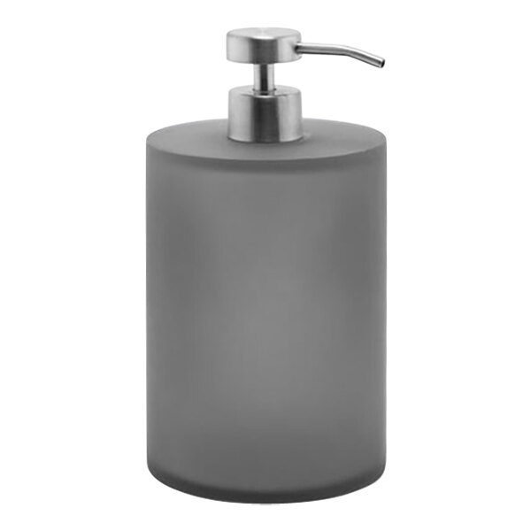 room360 Nassau RSP006GYR22 28 oz. Smoke Soap Dispenser with Low-Profile Brushed Stainless Pump Top - 6/Case