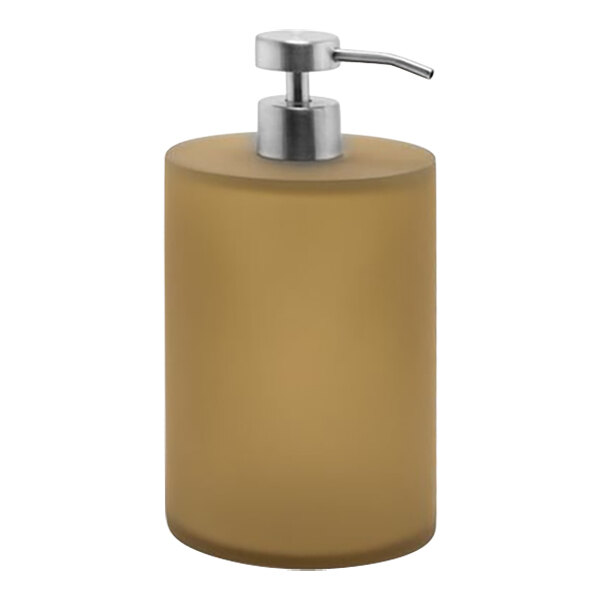room360 Nassau RSP006BRR22 28 oz. Nutmeg Soap Dispenser with Low-Profile Brushed Stainless Pump Top - 6/Case