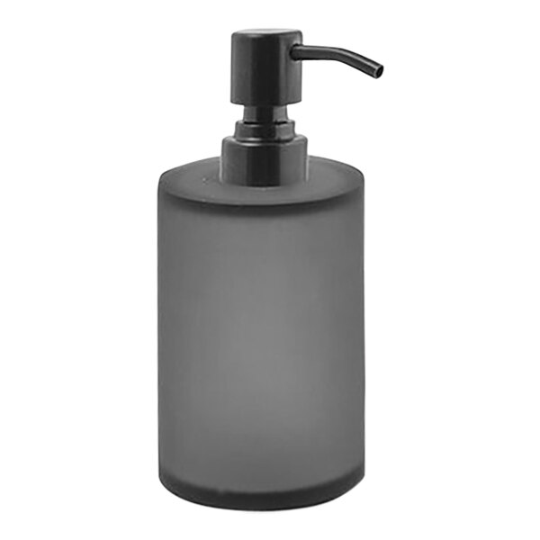 room360 Nassau RSP024GYR12 10 oz. Smoke Soap Dispenser with Matte Black Pump Top - 6/Case