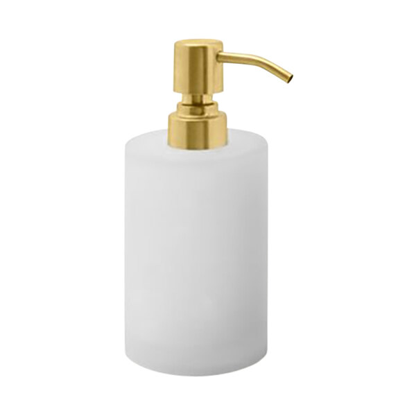 room360 Nassau RSP025FRR12 10 oz. Ice Soap Dispenser with Matte Brass Pump Top - 6/Case