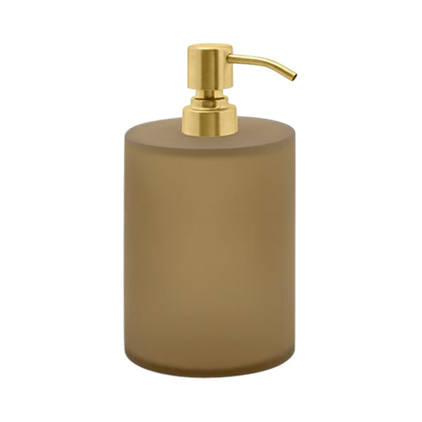 room360 Nassau RSP029BRR22 28 oz. Nutmeg Soap Dispenser with Matte Brass Pump Top - 6/Case
