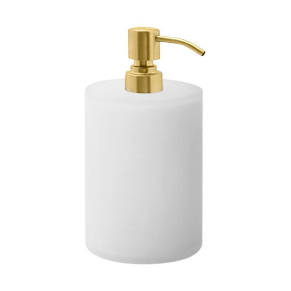 room360 Nassau RSP029FRR22 28 oz. Ice Soap Dispenser with Matte Brass Pump Top - 6/Case