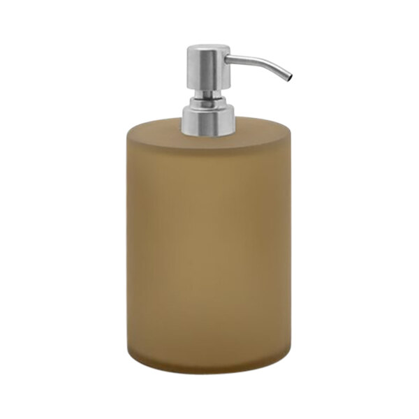 room360 Nassau RSP030BRR22 28 oz. Nutmeg Soap Dispenser with Brushed Stainless Pump Top - 6/Case