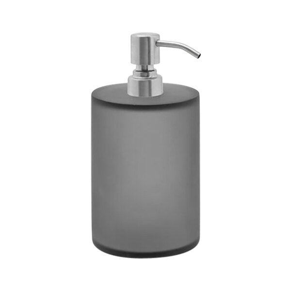 room360 Nassau RSP030GYR22 28 oz. Smoke Soap Dispenser with Brushed Stainless Pump Top - 6/Case