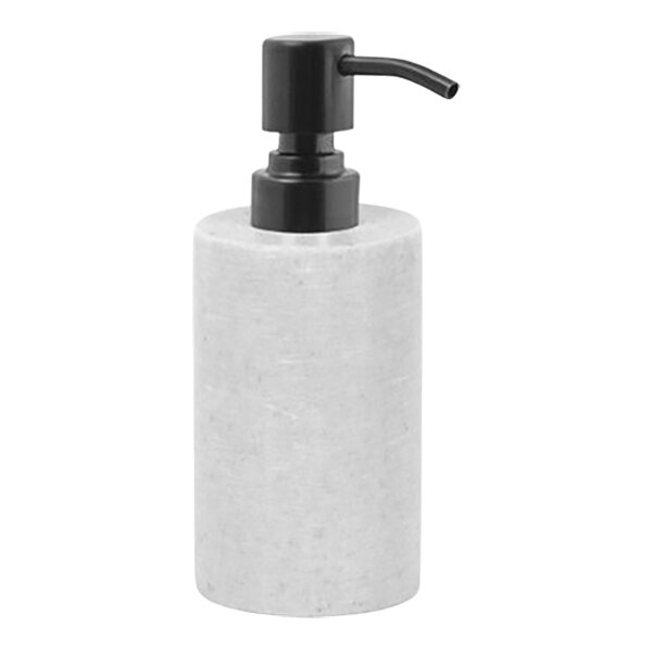 room360 Miami RSP037GYR12 10 oz. Cement Gray Soap Dispenser with Matte Black Pump Top - 6/Case