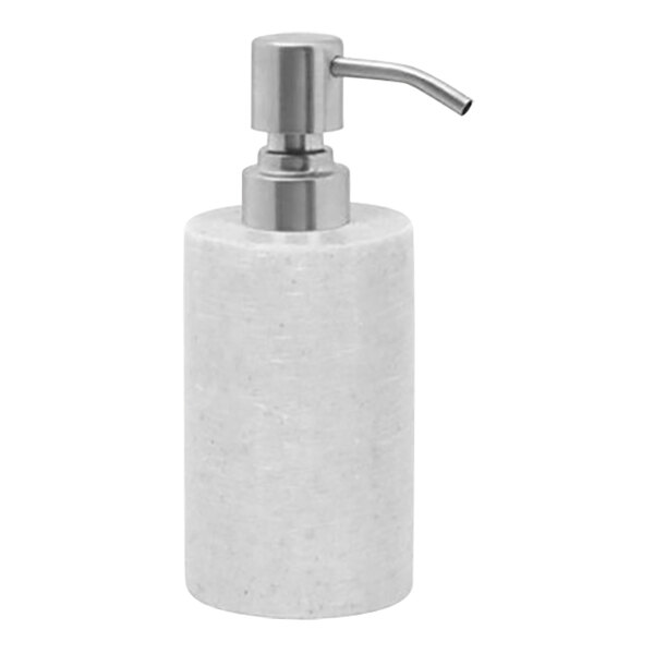 room360 Miami RSP039GYR12 10 oz. Cement Gray Soap Dispenser with Brushed Stainless Pump Top - 6/Case