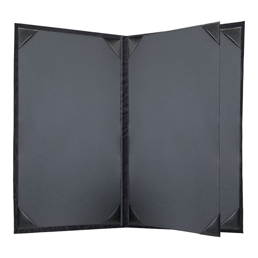 H. Risch, Inc. HAR-4V Harley 8 1/2" x 14" Customizable Black 4 View Menu Cover