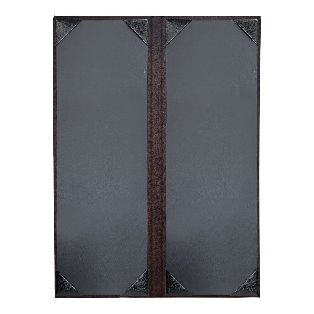 H. Risch, Inc. HAR-2V Harley 4 1/4" x 14" Customizable Brown 2 View Menu Cover